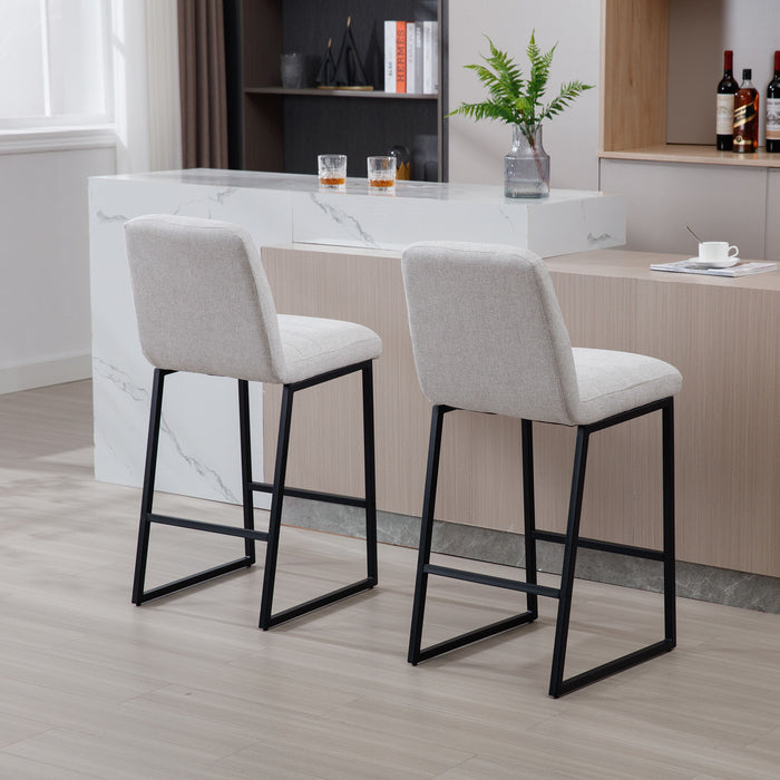 Low Bar Stools (Set of 2) Bar Chairs For Living Room Party Room Kitchen, Upholstered Kitchen Breakfast Bar Stools With Footrest