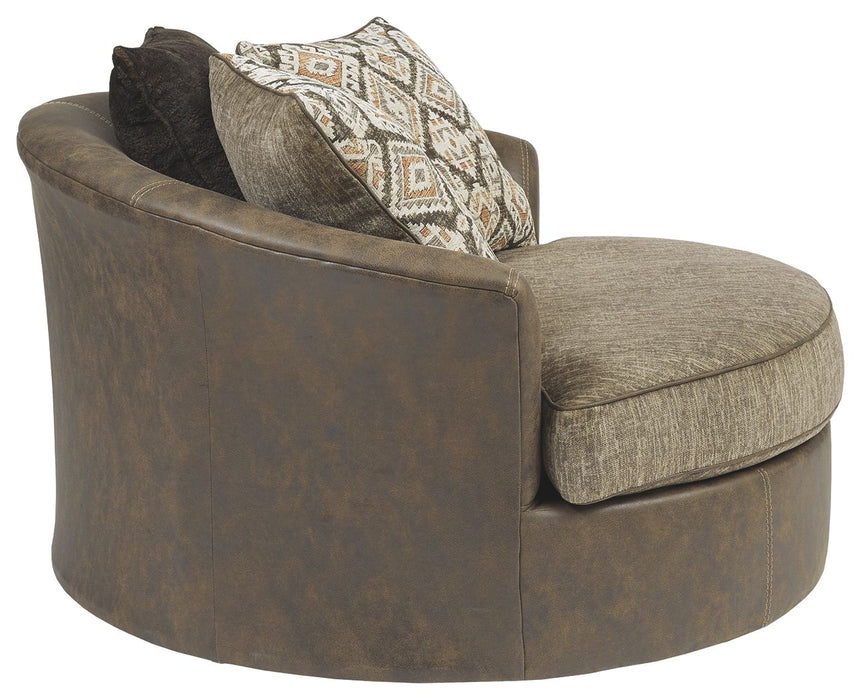 Abalone - Chocolate - Oversized Swivel Accent Chair