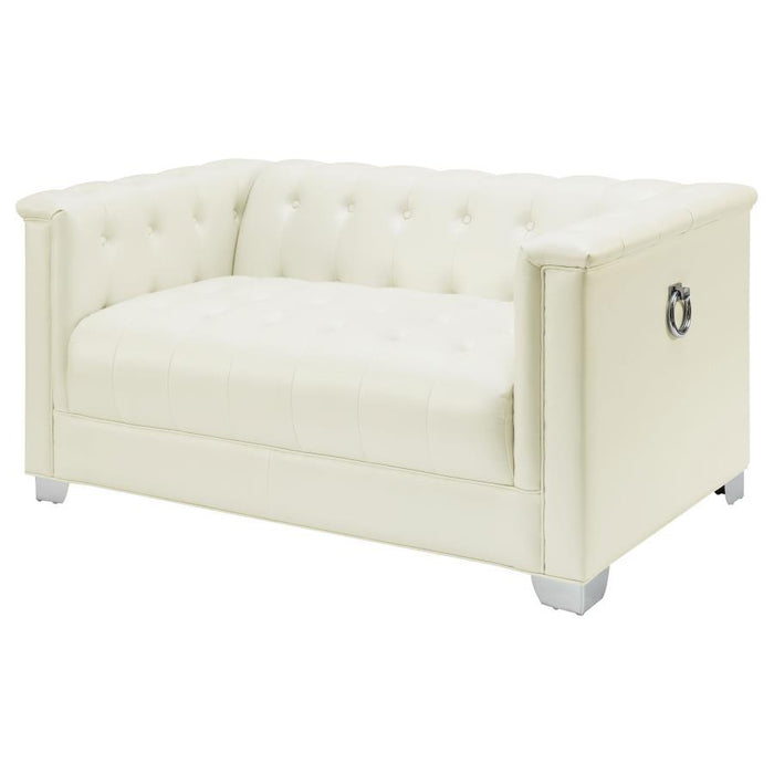 Chaviano Collection - Pearl White - Chaviano Tufted Upholstered Loveseat Pearl White