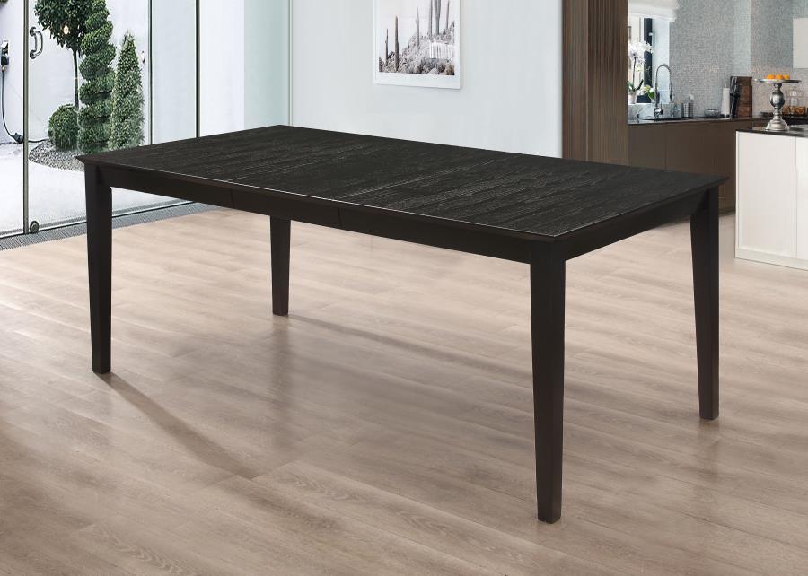 Louise Collection - Louise Rectangular Dining Table With Extension Leaf Black