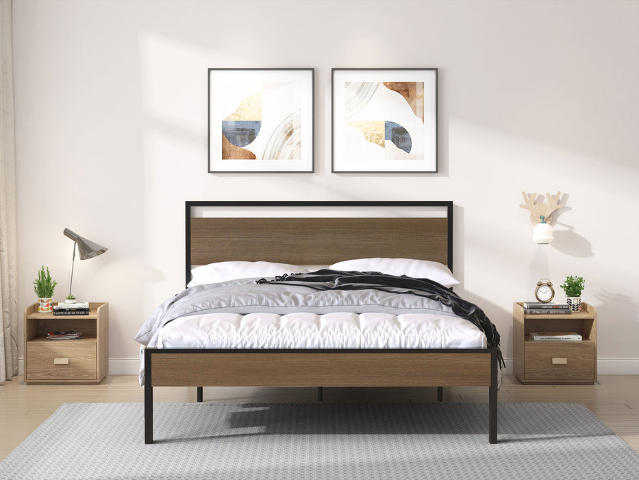 Ceres - Metal Bed With Wood Headboard & Footboard