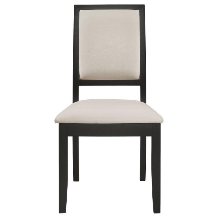 Louise Collection - Cream - Louise Upholstered Dining Side Chairs Black And Cream (Set of 2)