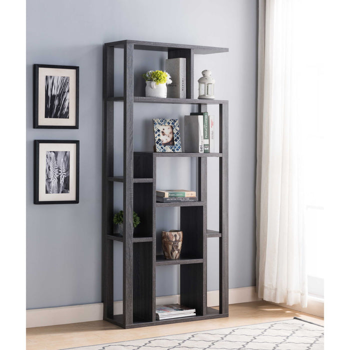 Multi-Level Shelve Showcase Cabinet, Home Display Cabinet - Distressed Grey