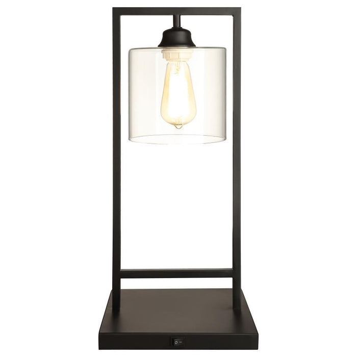 Glass Shade Table Lamp Black