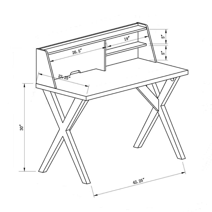 Crosshatch Leg Laptop Desk With USB/Power Outlet