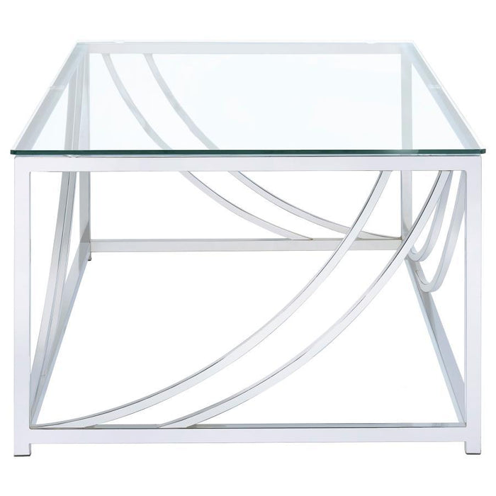 Living Room: Glass Top Occasional Tables - Glass Top Rectangular Coffee Table Accents Chrome