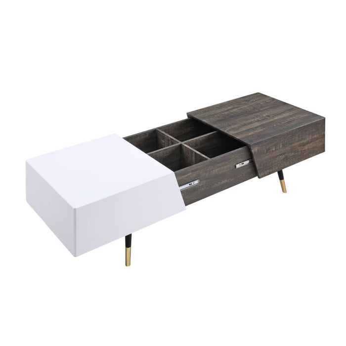 Orion - Coffee Table - White High Gloss & Rustic Oak