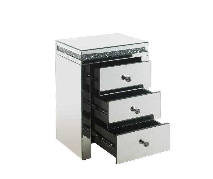 Noralie - Accent Table - Mirroed & Faux Diamonds