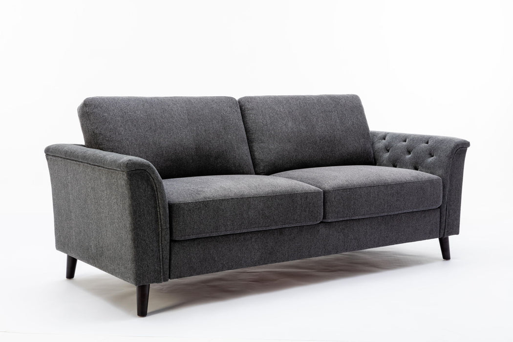 Stanton - Linen Sofa With Tufted Arms - Dark Gray