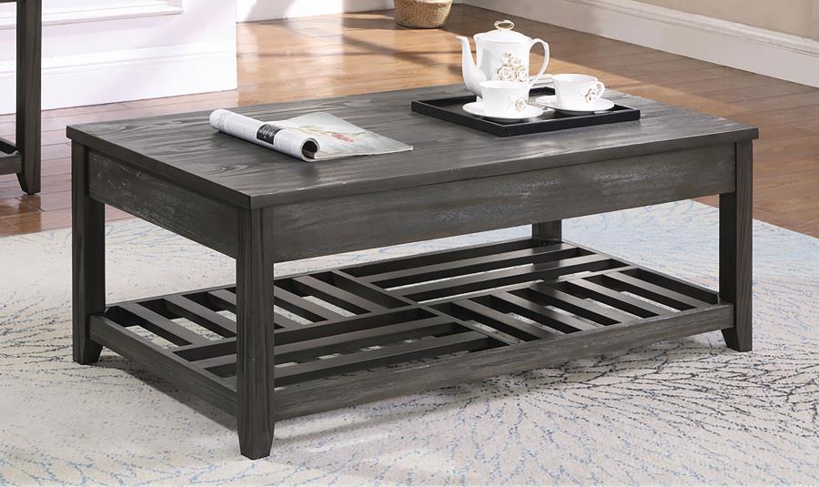 Lift Top Coffee Table With Storage Cavities Grey