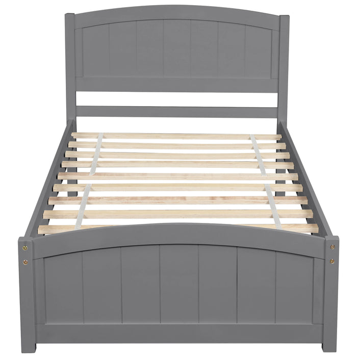 Platform Bed With Headboard, Footboard And Wood Slat Support - Wood