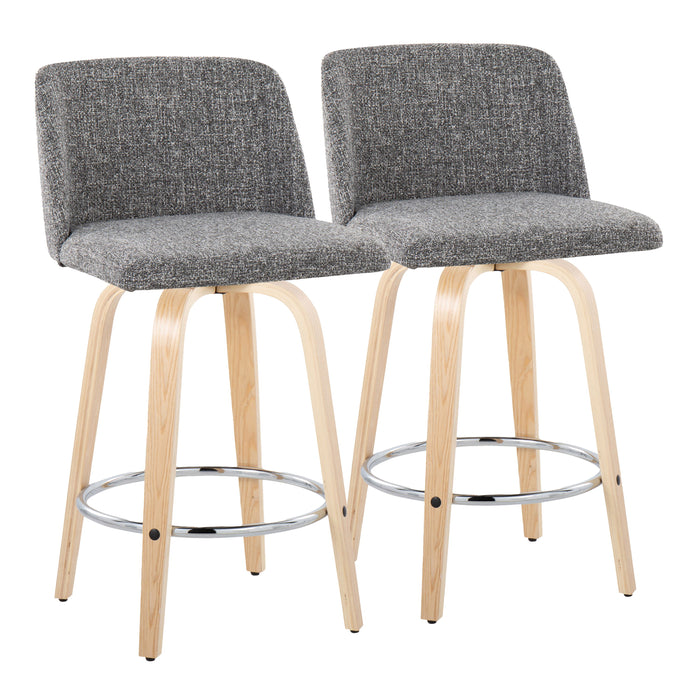 Toriano - Contemporary Fixed-Height Counter Stool With Swivel And Round Footrest (Set of 2)