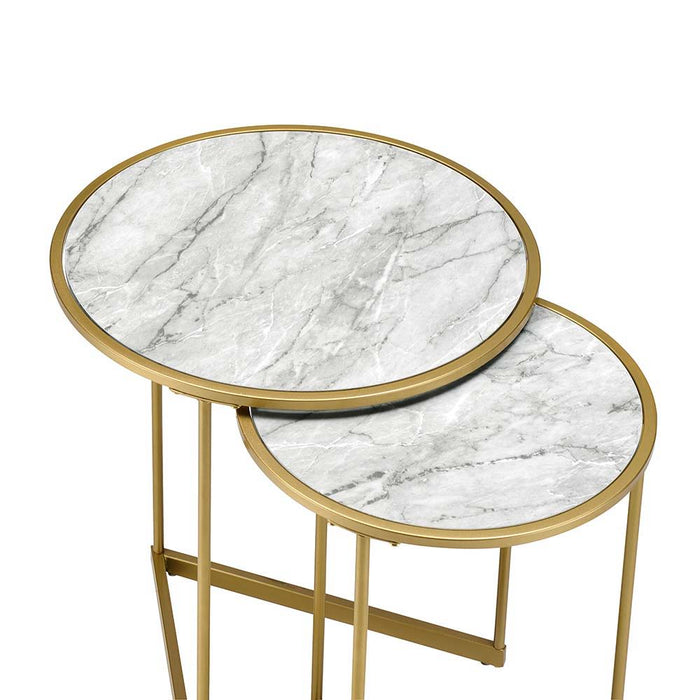 Garo - Accent Table - Faux Marble & Gold Finish