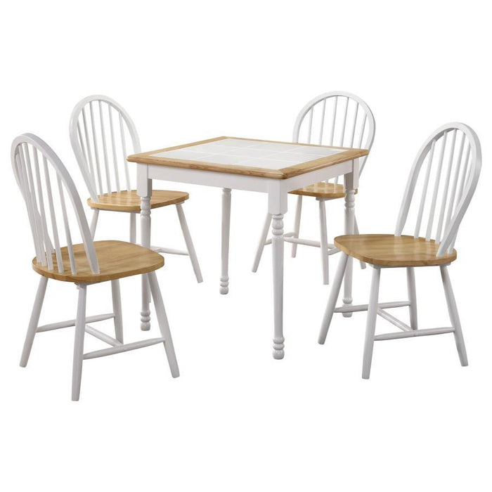 Carlene - 5 Piece Square Windsor Dining Table Set - White