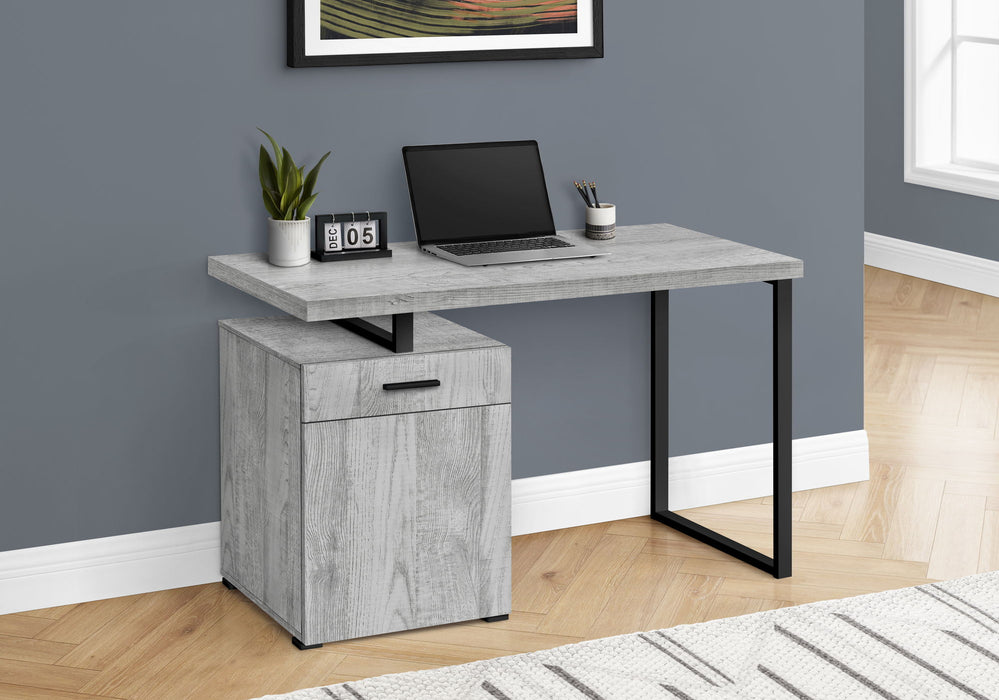 Computer Desk, Home Office, Laptop, Left, Right Set-Up, Storage Drawers, Work, Contemporary, Modern - Gray