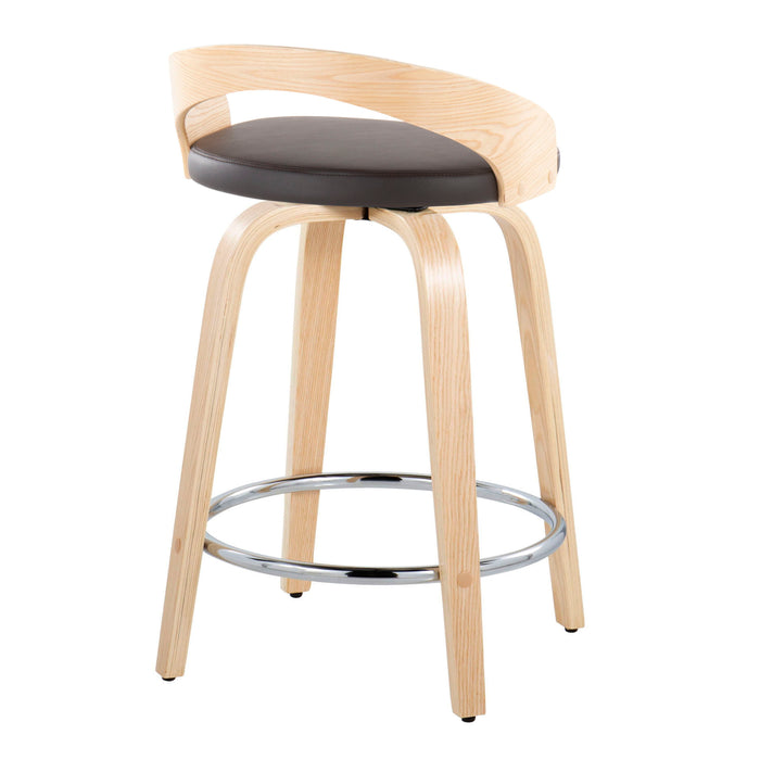 Grotto - Contemporary Fixed Height Counter Stool & Swivel, Round Footrest (Set of 2)