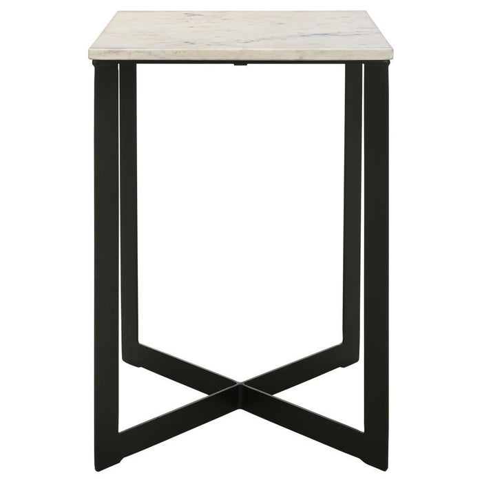 Tobin - Square Marble Top End Table - White And Black