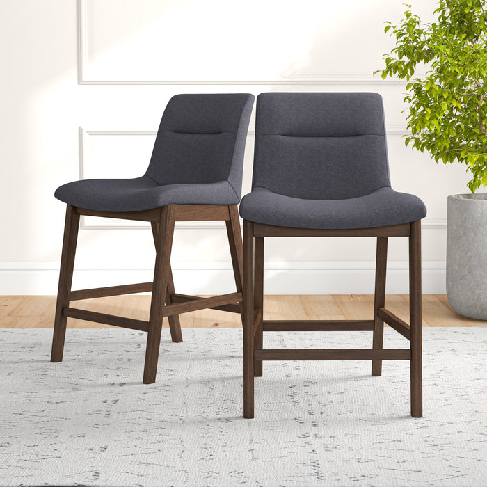 Jayden - 24" Mid-Century Modern Upholstered Stool (Set of 2) - Gray