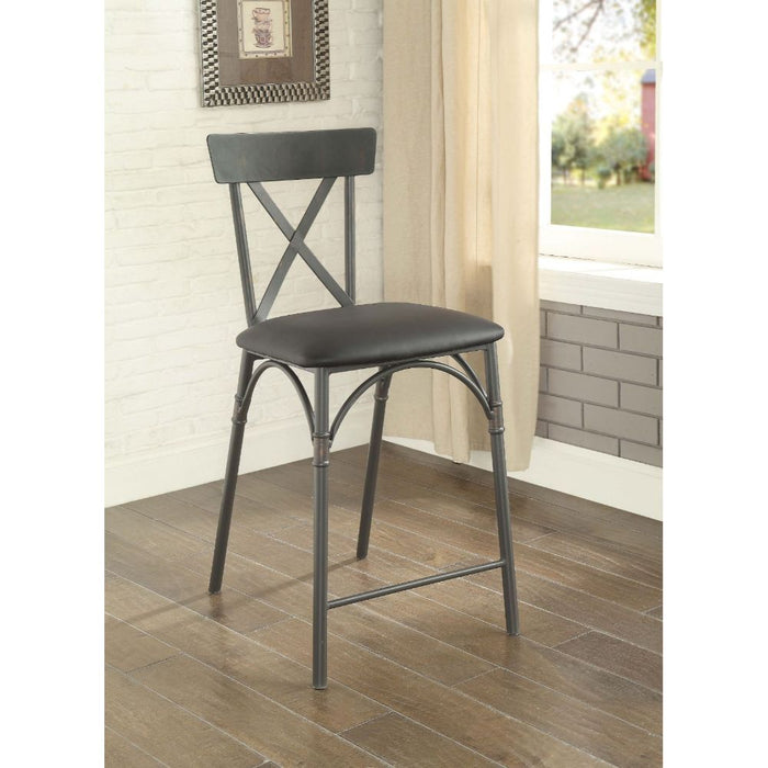 Itzel - Counter Height Chair (Set of 2) - Black PU & Sandy Gray