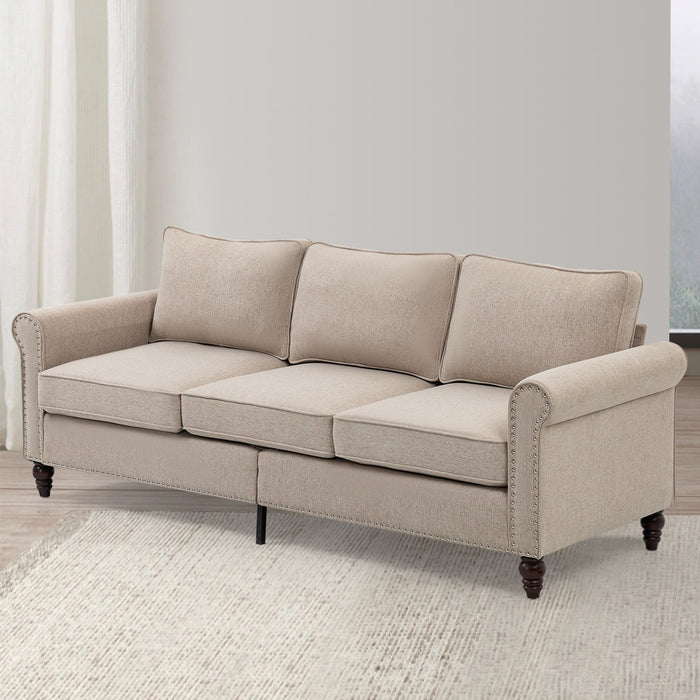 3 Seater Loveseat Sofa, Mid-Century Modern Couches For Living Room, Button Tufted Sofa - Light Beige