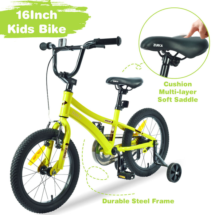 Zukka - Kids Bike, 16" Kids' Bicycle With Training Wheels For Boys Age 4-7 Years