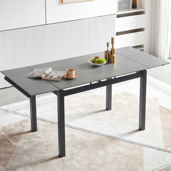 Ceramic Modern Rectangular Expandable Dining Room Table For Space-Saving Kitchen Small Space Table