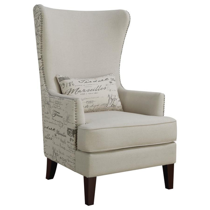 Cream - Curved Arm High Back Accent Chair Cream