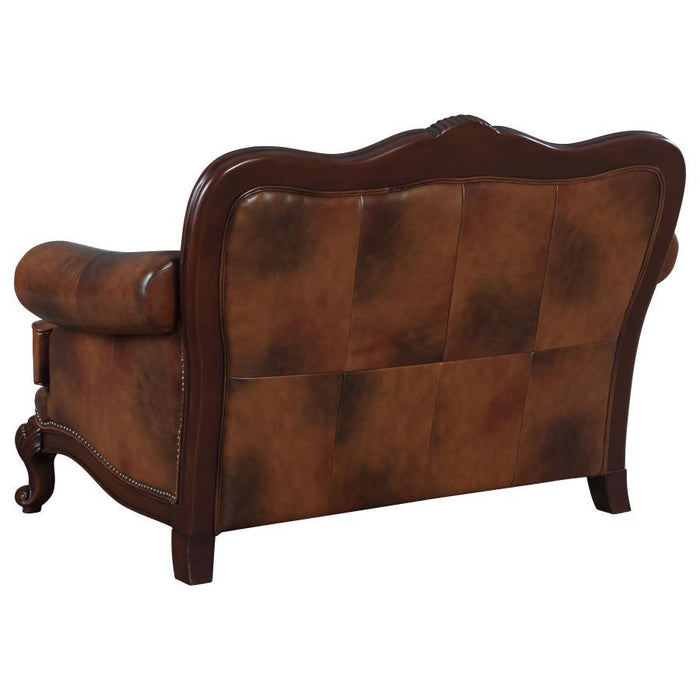 Victoria Collection - Tri-tone - Victoria Tufted Back Loveseat Tri-tone And Warm Brown