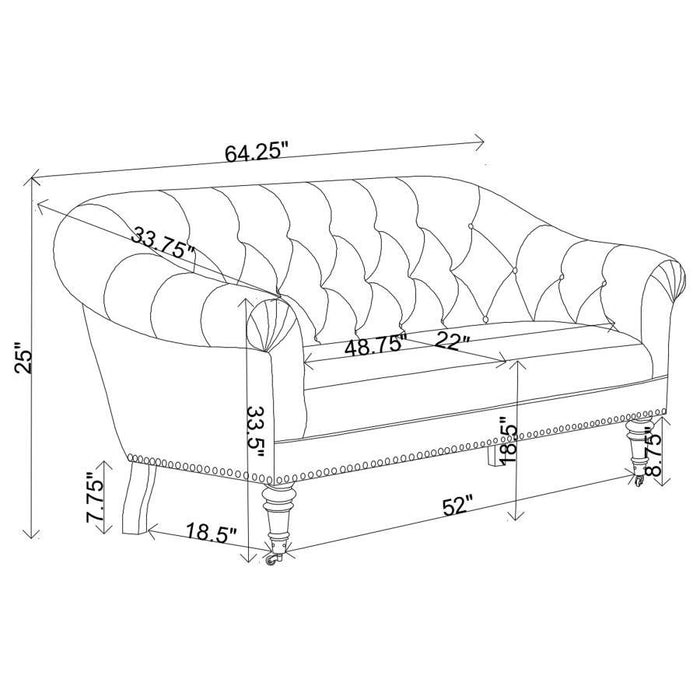 Accents : Settees - Natural - Tufted Back Settee With Roll Arm Natural