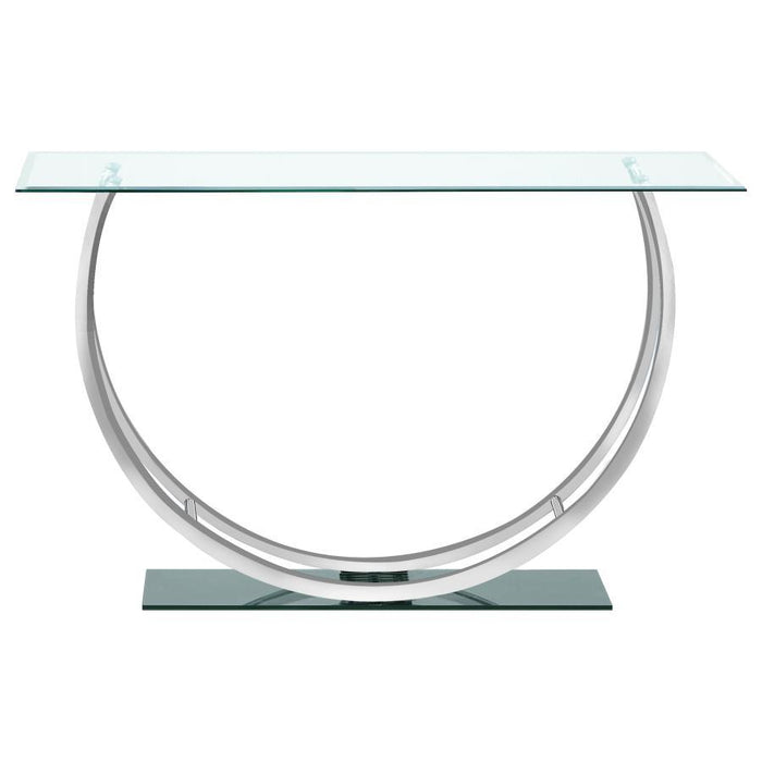 Living Room: Glass Top Occasional Tables - U-shaped Sofa Table Chrome