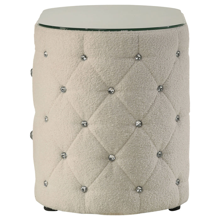 Sonya - 2-Drawer Upholstered Nightstand Bedside Table - Ivory