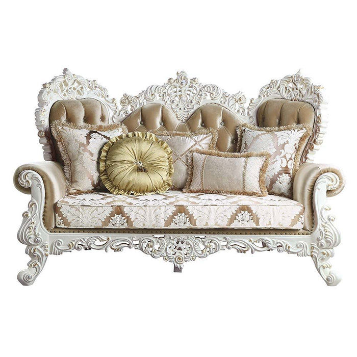 Vanaheim - Loveseat - Fabric & Antique White Finish