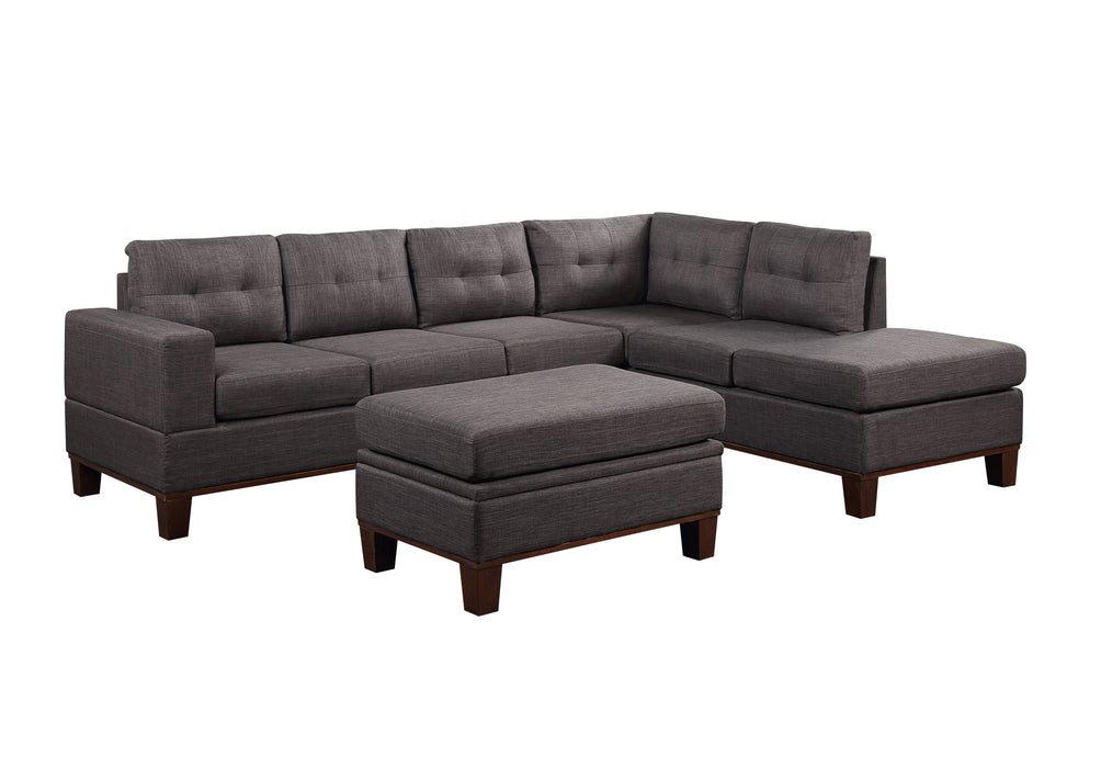 Hilo - Fabric Reversible Sectional Sofa With Dropdown Armrest, Cupholder, And Storage Ottoman