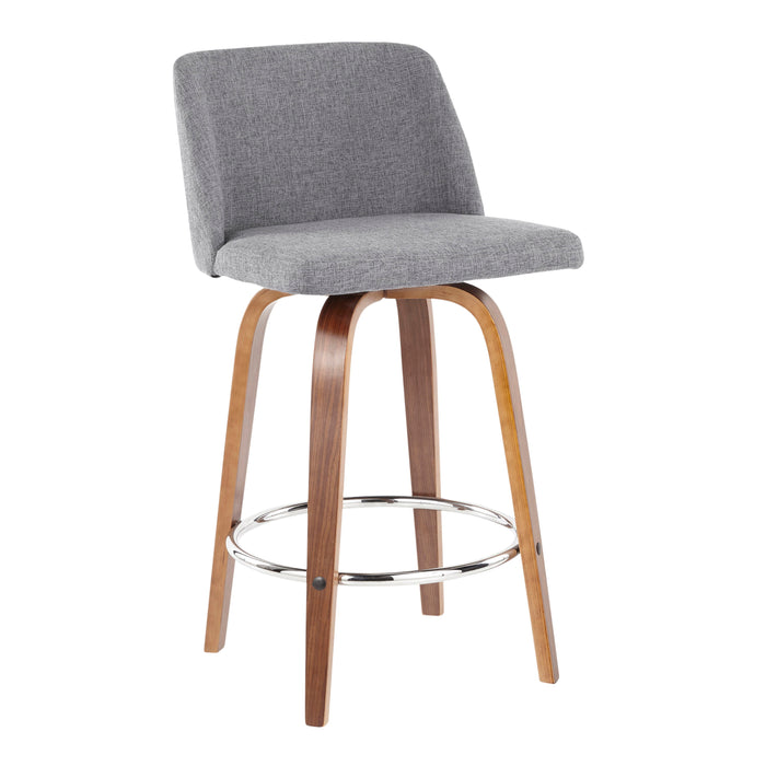 Toriano - Mid-Century Modern Fixed Height Counter Stool With Round Footrest (Set of 2)