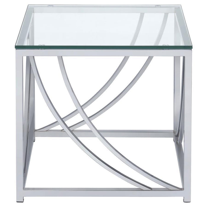 Living Room: Glass Top Occasional Tables - Glass Top Square End Table Accents Chrome