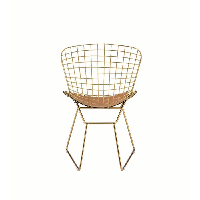 Achellia - Side Chair (Set of 2) - Whiskey PU & Gold