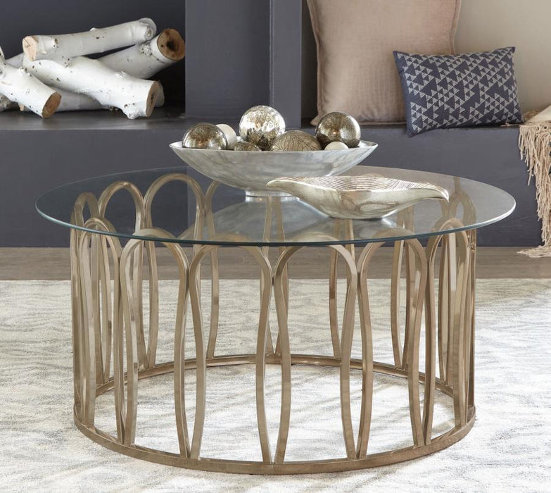 Round Coffee Table Chocolate Chrome And Clear