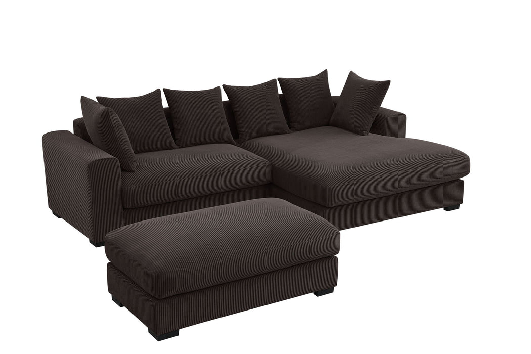 Duke - 4 Piece Upholstered Sectional - Dark Brown