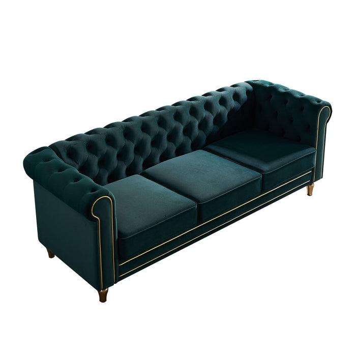 Chesterfield - Velvet Sofa 84.65" For Living Room