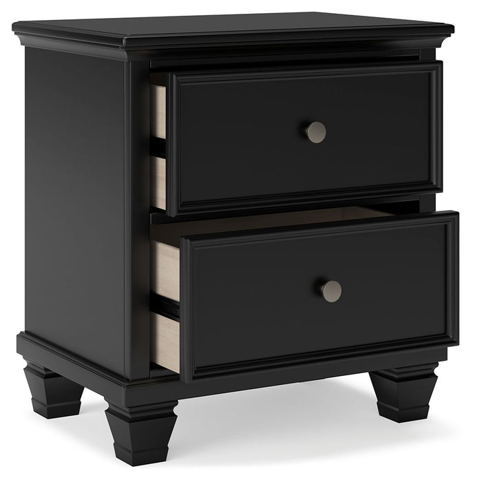 Lanolee - Black - Two Drawer Nightstand