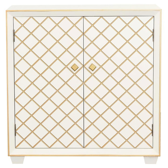 2-door Accent Cabinet White And Gold