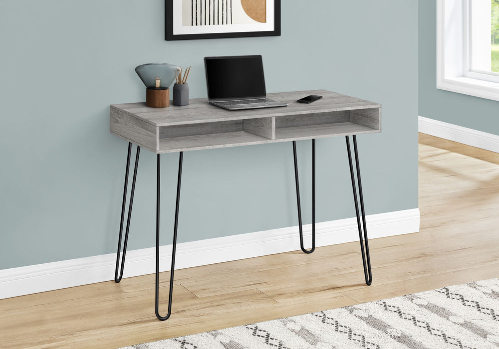 Computer Desk, Home Office, Laptop, Left, Right Set-Up, Storage Drawers, Work, Contemporary & Modern - Gray