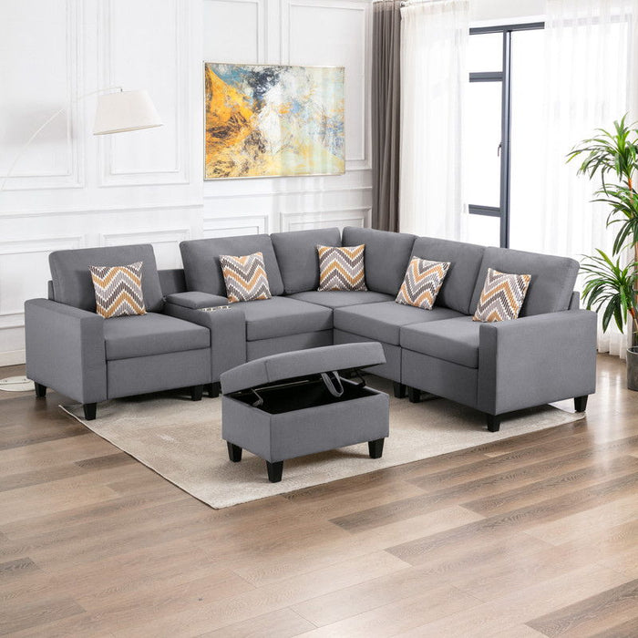 Nolan - 7 Piece Sectional Sofa With Pillows And Interchangeable Legs