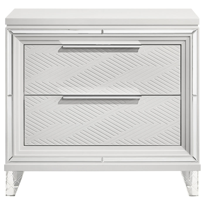 Marmore - 2-Drawer Nightstand Bedside Table - White