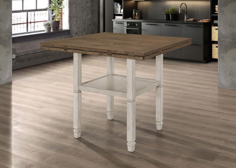 Sarasota Collection - Sarasota Counter Height Table With Shelf Storage Nutmeg And Rustic Cream