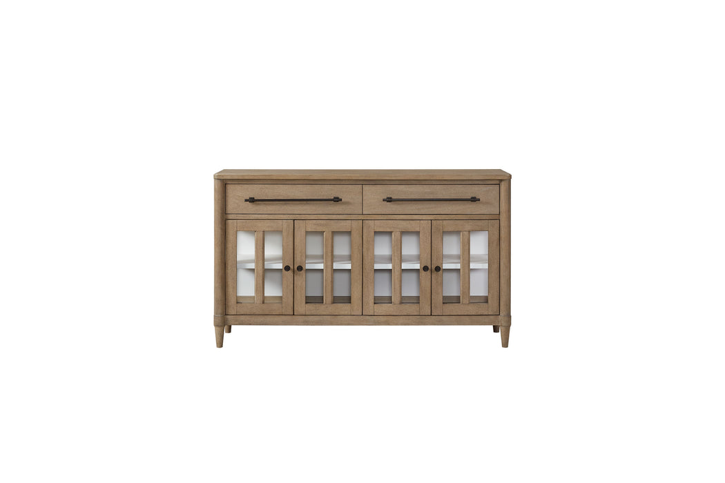 Power Ready - Buffet With Glass Cabinet Doors - Sand