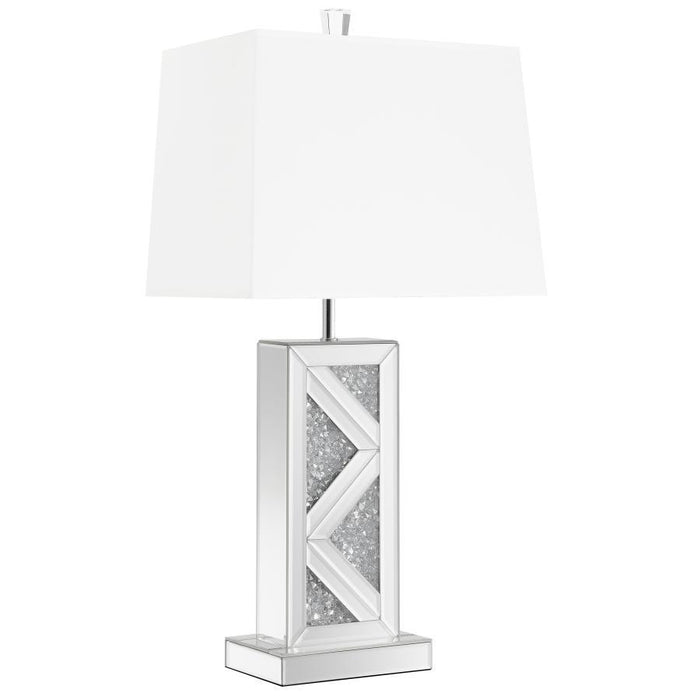 White - Geometric Base Table Lamp Silver