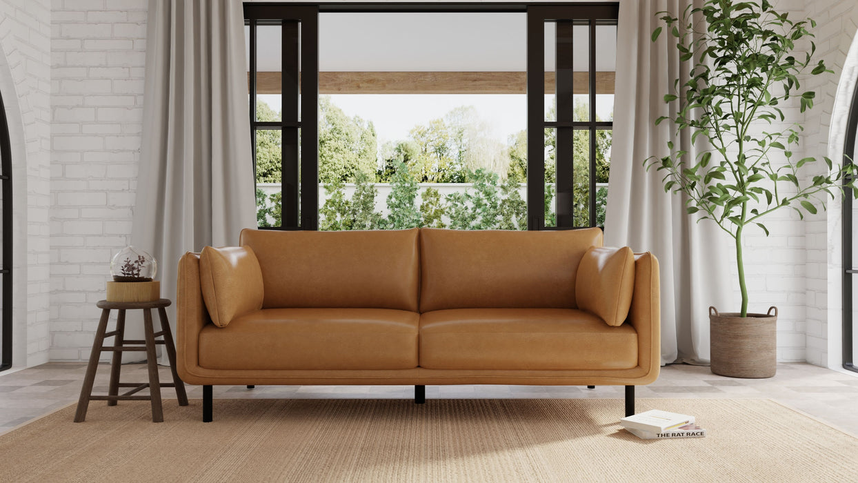 Modern Leather Sofa - Camel