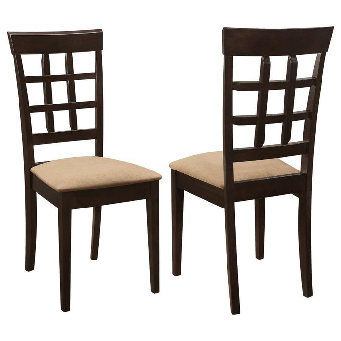 Gabriel Collection - Beige - Gabriel Lattice Back Side Chairs Cappuccino And Tan (Set of 2)