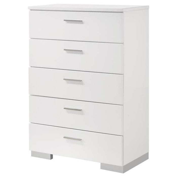 Felicity Collection - Felicity 5-drawer Chest Glossy White